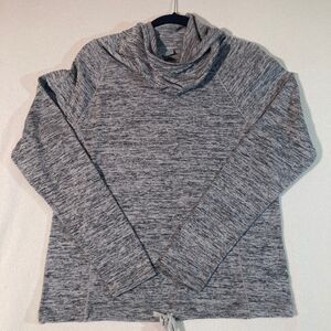 Athleta Blissful Hoodie S Tan/Black Cowl Neck Thumb Holes Classic Outdoor Layer‎